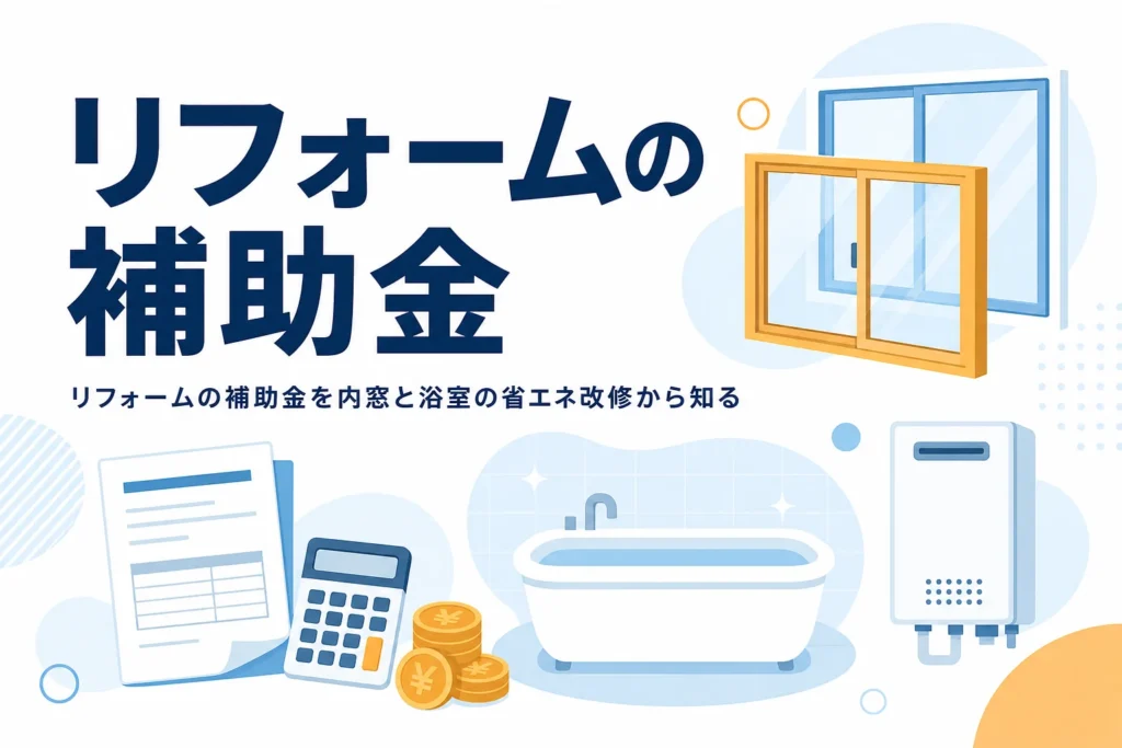 リフォームで使える国の補助金を、内窓と浴室の省エネ改修の基本から紹介する記事のアイキャッチ