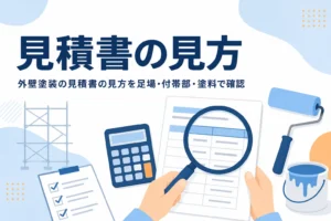 外壁塗装の見積書の見方を足場・付帯部・塗料グレードのチェックポイントから紹介する記事のアイキャッチ