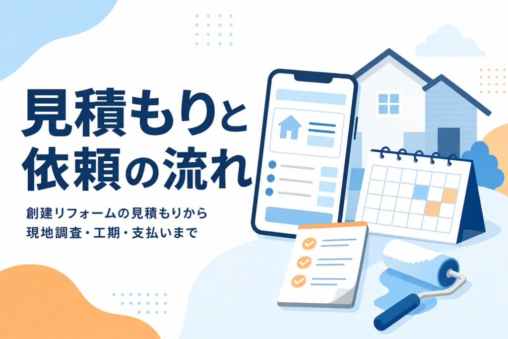 創建リフォームの見積もりから工事完了までの流れを紹介する記事のアイキャッチ