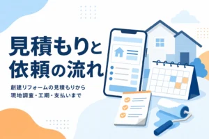 創建リフォームの見積もりから工事完了までの流れを紹介する記事のアイキャッチ