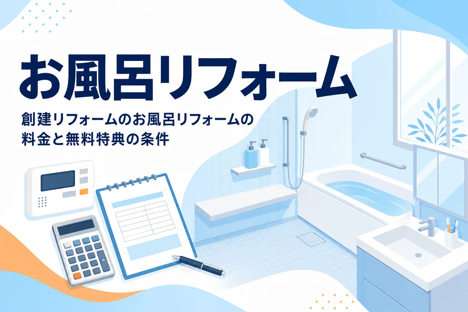 創建リフォームのお風呂リフォームの料金と無料特典の条件を紹介する記事のアイキャッチ