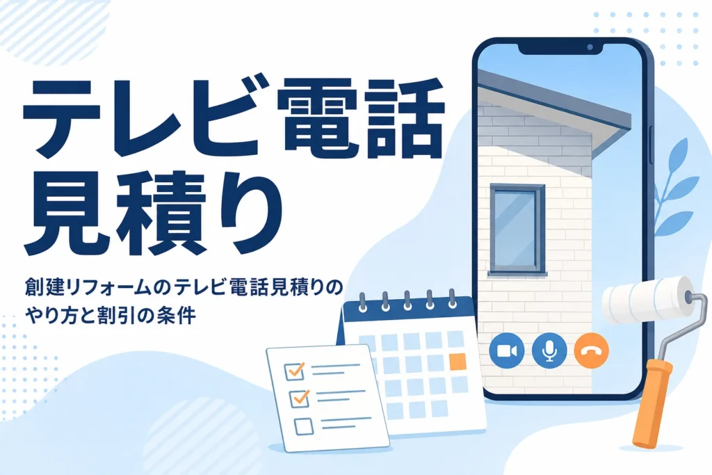 創建リフォームのテレビ電話見積りのやり方と割引の条件を紹介する記事のアイキャッチ